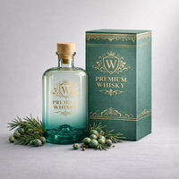 Luxe 380ml ronde schouderfles van superflintglas, heldere zware bodem, voor sterke drank, whisky, fruitwijn, decanter, op maat gemaakte groothandel