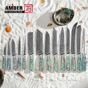Ambra 67 strati VG10 damasco 8 pollici Kiritsuke coltello professionale da <span class=keywords><strong>cucina</strong></span> coltello da <span class=keywords><strong>cucina</strong></span> con manico in resina Abalone - Product Image 6