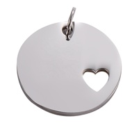 Creative amour creux en acier inoxydable étiquette ronde couleur or argent gravé anti-perte carte d'identité pour animaux de compagnie porte-clés pendentif