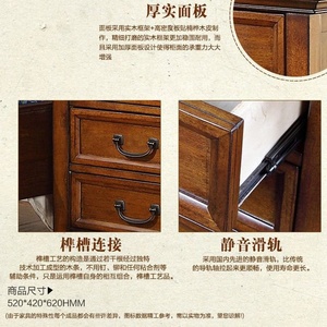 Luxury Retro <strong>Small</strong> Smart Bed Side <strong>Table</strong> <strong>with</strong> 3 <strong>Drawers</strong> Brown for Bedroom - Product Image 4