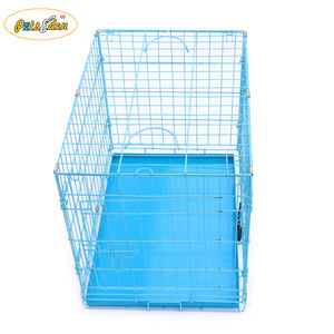 บ้านสัตว์เลี้ยงแบบสองประตูสีน้ำเงิน เฟอร์นิเจอร์กรงสุนัขกลางแจ้ง ทำจากโลหะ พร้อมถาดรอง - Product Image 6