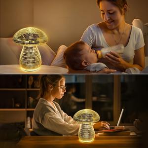Lámpara de Mesa Recargable Inalámbrica con Forma de Hongo Plateado, Lámpara Táctil con Iluminación Ambiental, Decoración Estética para Habitaciones, Lámpara de Mesa Colorida - Product Image 5