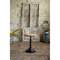 Meuble de salon scandinave Table d'angle ronde Antique Table basse en bois naturel avec Base en fer noir