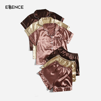 3D Design OEM ODM Solid Short Pyjamas Benutzer definierte Frau 2 Stück Luxus Satin Seide Pyjamas Set