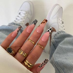 Faux ongles de luxe en gros, longs, en forme d'amande, à presser, motifs capsules colorées à la française, tailles personnalisées, étiquette privée - Product Image 1