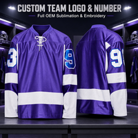 Maillot de hockey sur glace unisexe sublimé en polyester, séchage rapide, respirant, logo d'équipe personnalisable, position avant, uniforme de hockey sur glace