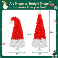 Sapin de Noël artificiel de 6 pieds avec lumière LED, forme de chapeau de Père Noël, sapin de Noël artificiel fantaisiste avec 1050 pointes, sapin de Noël incurvé