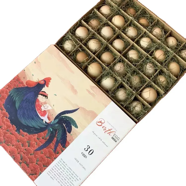 Benutzer definierte Luxus 30 Stück Eier Verpackung Geschenk box mit benutzer definierten Druck Wellpappe Eier wegnehmen Boxen Eier Versand karton