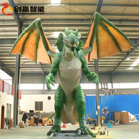 L = 16m Sculpture de simulation dynamique géante en mouvement Parc à thème animatronique Dragon vert