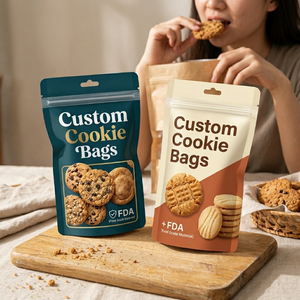 Custom Printed Glossy Finish Cookie <b>Bags</b> Resealable Zipper Food Grade <b>Plastic</b> Ideal for Bakery & Retail MOQ 500 Fast US Shipping - Product Image 2