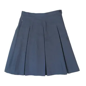 Haute qualité Style britannique filles étudiant jupe conception bleu marine demi jupe uniforme scolaire jupe plissée
