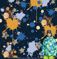 Tissu en taffetas de polyester 50D 300T avec revêtement PA, imprimé avec un design graffiti imperméable, pour vêtements de ski et de sport