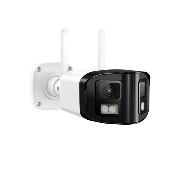 Hik Compatible 180 Degree Outdoor IP66 Wide View Angle Wireless Security Network Camera Dual Lens Bullet Outdoor Wifi Camera 4MP