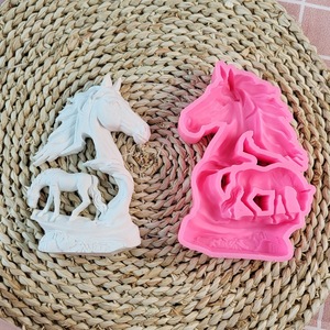 Horse Head Silicone Mold Pink Irregular Shape For Cake Candle Plaster Crafts Decorative Molds - Product Image 3