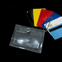 Porte-cartes personnalisé en PVC épais transparent avec impression sérigraphiée, bouton-pression, pochette de rangement pour cartes de crédit, idéal pour les voyages