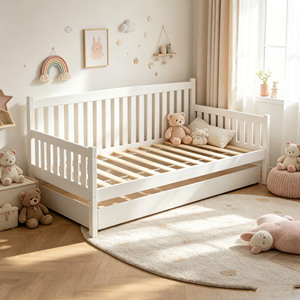 เตียงเดย์เบดไม้จริงแบบปรับเปลี่ยนได้ เตียงเด็กแบบขยายได้ 2-in-1 โซฟาเบดและเตียงแพลตฟอร์มสำหรับห้องนอนเด็ก - Product Image 4