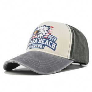 Casquette de baseball américaine à 6 panneaux, style délavé et vieilli, avec logo imprimé bicolore Aigle Américain, directement de l'usine - Product Image 5