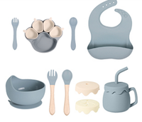 Ensemble de 6 pièces pour tout-petits fabriqué aux États-Unis, sans BPA, pour l'apprentissage de la diversification alimentaire, comprenant des bols et des tasses à bec, et une vaisselle en silicone pour enfants