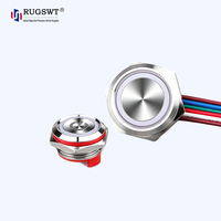 Bouton-poussoir LED à tête plate IP67 en métal, étanche, avec signalisation d'alimentation, à actionnement momentané ou à enclenchement, pour démarrage industriel et automobile