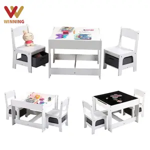 Gagnant Montessori maternelle salle de classe enfants meubles en bois enfants table et chaises ensemble jouet stockage tables de jeu pour enfants