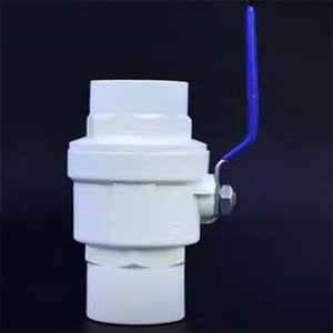 Robinet à bille en PVC 1 pouce, vanne d'eau en plastique avec poignée bleue pour usage plomberie - Product Image 1