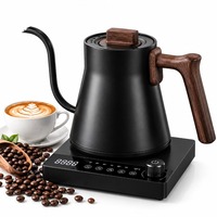 Bouilloire électrique intelligente numérique noire 1000W, design col de cygne, capacité 0,7L, en acier inoxydable 304, pour café et thé, usage domestique