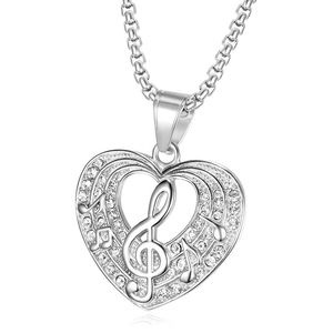 Hip Hop simbolo musicale cuore impermeabile appannamento senza acciaio inossidabile moda gioielli ciondolo collane placcato oro uomo uomo - Product Image 5