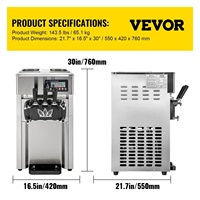 VEVOR-Machine à Crème Glacée Automatique Commerciale en Acier Inoxydable de 220V, Machine à Crème Glacée Molle et Frite