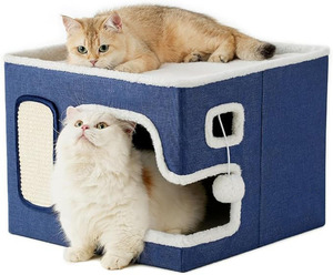 Wholesale Cat <b>Bed</b> Indoor Pets House With Scratch <b>Pad</b> Custom Washable Plush Cat Play House Convenient Foldable Luxury Cat <b>Bed</b> - Product Image 3
