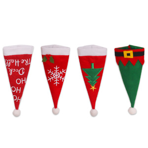 QY Fournitures de décoration de Noël pour la maison et les fêtes, ensemble d'accessoires de table, mini-casquette de Père Noël en tissu non tissé, housses de couteau et fourchette de Noël - Product Image 5