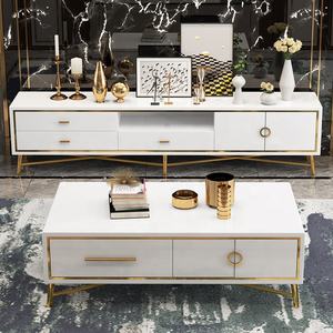 Meuble <span class=keywords><strong>TV</strong></span> plasma moderne en acier doré, 1 pièce, laque brillante, or et acier, meuble de salon - Product Image 5