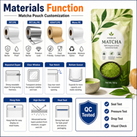 Sachet refermable personnalisé en aluminium écologique, résistant à l'humidité, de qualité alimentaire, pour poudre de matcha et café