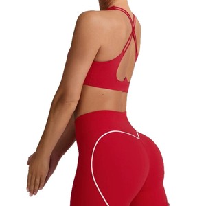 Soutien-gorge <span class=keywords><strong>de</strong></span> <span class=keywords><strong>sport</strong></span> pour femme à dos croisé avec coussinets amovibles - Soutien moyen, respirant et à séchage rapide, idéal pour le yoga, la gym et le fitness - Product Image 2