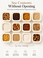 Set Wadah Penyimpanan Makanan Kedap Udara dari Kaca, Organizer Dapur untuk Menyimpan Biji-bijian, Kacang, Pasta, Kacang-kacangan, dan Makanan Kering