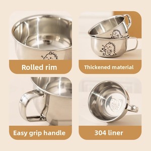 แก้วน้ำเด็กสแตนเลส 304 พร้อมหูจับลายการ์ตูน ขนาดใหญ่ ป้องกันการตก กระติกน้ำหนาพิเศษ ป้องกันการรั่วซึม สำหรับใช้ในโรงเรียนอนุบาลและในครัวเรือน - Product Image 3