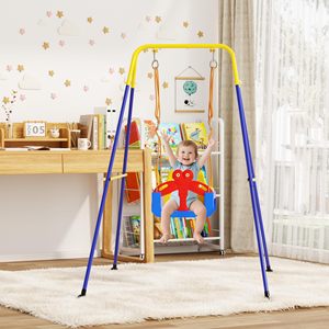 Ensemble de balançoire <span class=keywords><strong>3</strong></span> en 1 pour tout-petits, balançoire pour bébé avec ceinture de sécurité, intérieur/extérieur, siège de balançoire pour enfants avec support métallique robuste pour aire de jeux - Product Image 6