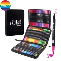 Lot de 60 à 120 stylos marqueurs à double pointe pour aquarelle avec sac CD en nylon pour cadeau ou promotion