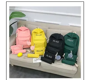 Ensemble de 3 pièces sac à bandoulière sac à crayons sac à dos pour élèves du premier cycle du secondaire sac d'école couleur bonbon sac à dos