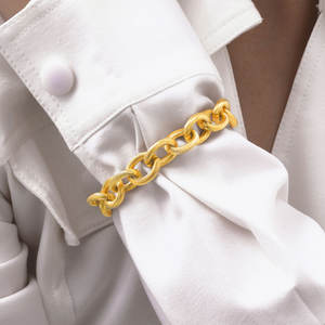 Pulsera de Acero Inoxidable con Cadena Cruzada Redonda Estilo Europeo Americano, Chapada en Oro, para Mujer, Joyería de Moda Primavera 2025 - Product Image 4