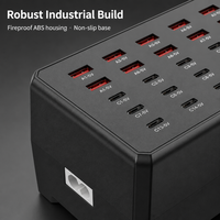 Station de charge USB 150W à 30 ports, chargeur de bureau multi-ports avec 18 ports USB-C et 12 ports USB-A, distribution d'alimentation intelligente pour l'école