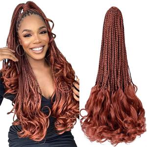 Trenzas de Ganchillo Estilo Francés <span class=keywords><strong>con</strong></span> Puntas Onduladas, Rizo Español en Espiral, Onda Suelta, Fibra Sintética de Alta Temperatura para Peinado - Product Image 3