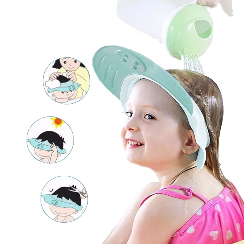 Baby Shampoo hat Adjustable Cartoon Pig Silicone Waterproof Toddler Kids Bathing Shower Hat Wash Hair Protect Baby Douche Kapje