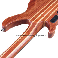 Professional 43" Active 4-String Electric Bass Guitar for Right Handed Players Sapele Body with Matte Finish & Maple Neck