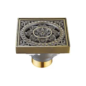 Square Brass Antique floor drain for bathroom Shower