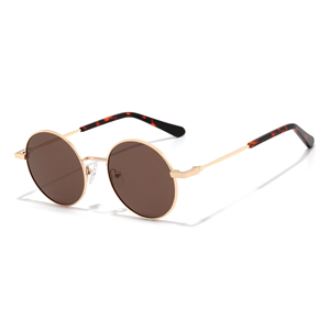 Unisex <b>Round</b> Metal <b>Frame</b> <b>Sunglasses</b> Brown Lenses UV400 Protection Retro Style Casual Wear for Adults - Product Image 4