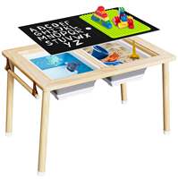 Tables d'activités pour enfants idéales pour l'intérieur et l'extérieur avec couvercle porte-rouleau de papier 2 compartiments de rangement Table sensorielle en bois