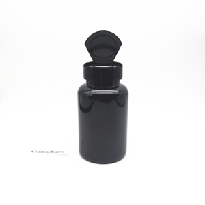 250cc Black PET Plastic Bottle Plastic <strong>Empty</strong> <strong>Pill</strong> Bottles Flip Cap, Childproof Cap for Softgel <strong>Capsules</strong> - Product Image 1