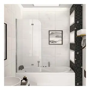 एडजस्टेबल शावर ग्लास स्क्रीन बाथरूम बाथटब टेम्पर्ड ग्लास पिवट शावर स्क्रीन पैनल