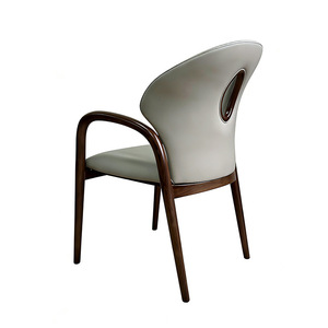 Silla de Comedor de Madera Maciza con Reposabrazos, Diseño Rústico, Asiento de Cuero Cómodo, Ideal para Casa de Té, Cafetería, Restaurante, Hogar - Product Image 4
