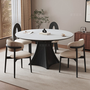 โต๊ะอาหารทรงกลมพับได้ ขยายได้ ทำจากไม้เนื้อแข็ง ดีไซน์มินิมอล สำหรับห้องรับประทานอาหาร - Product Image 4